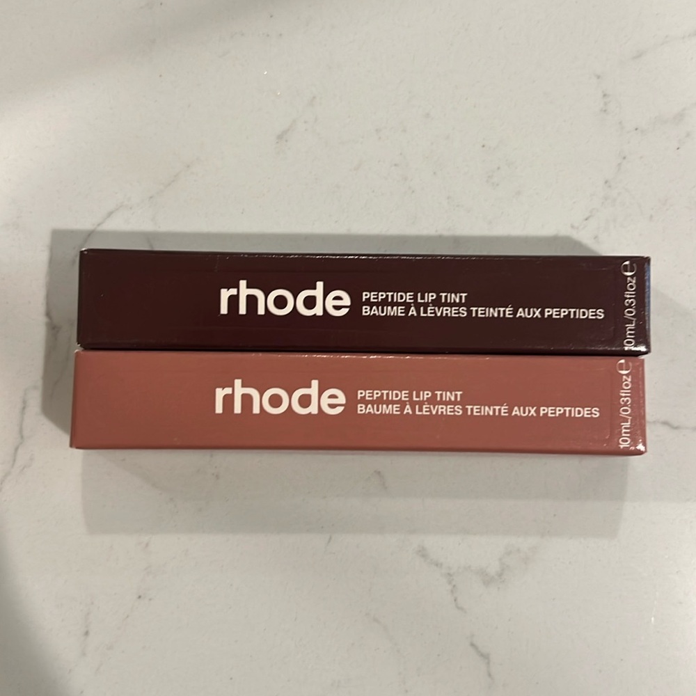 New rhode Peptide Lip Tints - Toast and Espresso